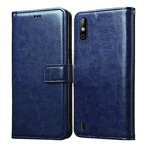 Image of Flip Cover Back Case for Tecno Spark Go | Premium Leather Finish | Inbuilt Pockets & Stand | Flip Cover Back Case for Tecno Spark Go (Blue)