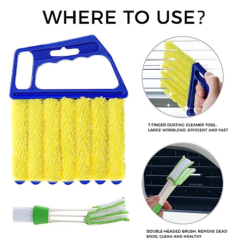 image for EVEPRUS 4Pcs Window Venetian Blind Cleaner Duster Tool,Washable 7 Fing