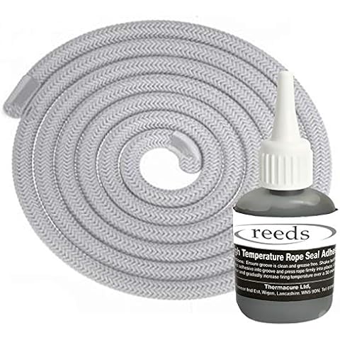 FLUE2U Stove Fire Rope 8mm x 3m Length & Glue Kit Woodburner Log Burner Door Seal Kit Cover