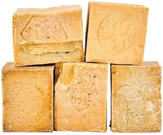 Carenesse Aleppo Seifen 5 Stück lose im Bruch mit Schönheitsfehlern – original Olivenölseife Haarseife vegan handgemacht Naturseife ca. 830-930 Gramm je Paket, gemischte Sortierung (MIX)