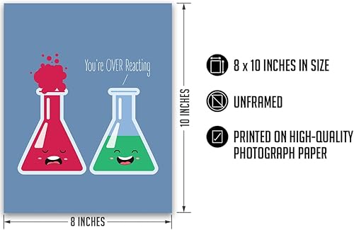 Miniatura 3 de Govivo You're OVER Reacting - Decoración de pared de juego de palabras de ciencia  Divertido arte de química para el aula de escuela secundaria