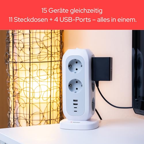 Verbatim EUPT-01 Power Tower multiprise design 11 AC et 4 USB C A - 6