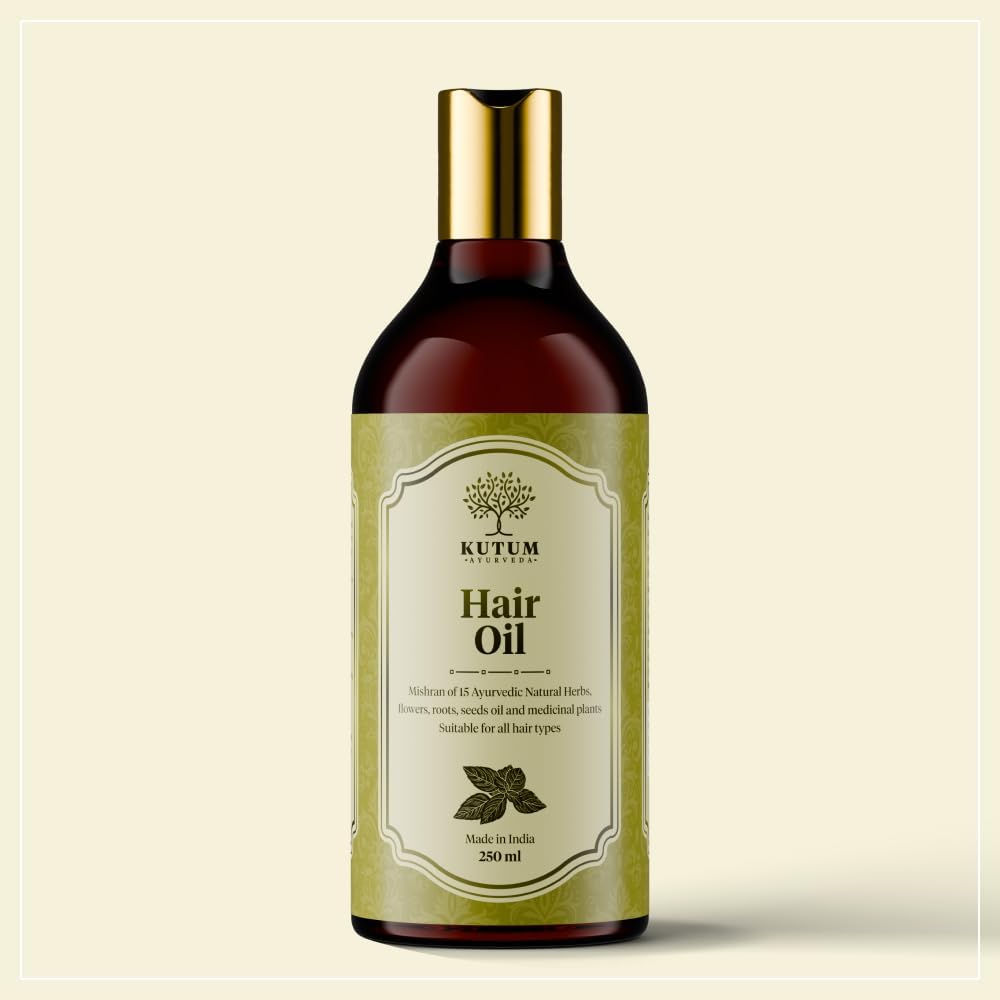 Kutum Hair Oil, 100% Pure & Natural, Restores Shine & Smoothness, Anti Hairfall and Anti-Dandruff. - 250 ML
