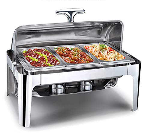 Aprilhp Warmhaltebehälter Speisenwärmer Chafing Dish Edelstahl Chafer Set Roll-Top Buffet-Server für Partys Buffets… – Bild 3