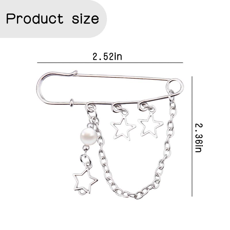 Image of Y2k Chain Brooch Pins for Women Silver Gold Tassel Pin for Coat Collar Brooch Pin Y2k Punk Shoes Clothing Accessories
