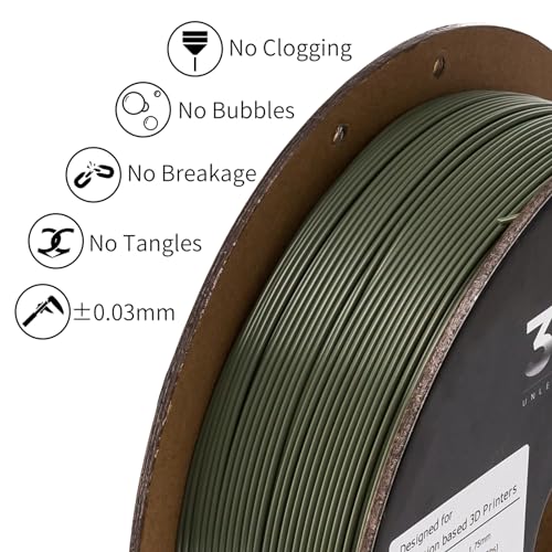 Image of INLAND Micro Center PLA+ 3D Printing Filament 1.75mm - PLA Pro Dimensional Accuracy + /- 0.03 mm - 1kg Cardboard Spool (2.2 lbs) (1 Pack Olive Green, 1.75mm)