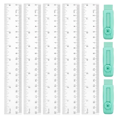 5 Stück Kunststoff Lineal 20cm / 8inch Transparentes Messlineal aus Kunststoff mit Metrische&Inch-Skala Ruler Präzision Lineal mit 3 Weiche Radierer Messwerkzeug für Schulen Haushalte und Büros
