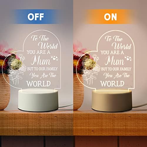 Christmas Gifts for Mum from Daughter Son - Mum Birthday Gifts Night Light, Mum Gifts for Christmas, Mother's Day, Birthday, Thanksgiving, Acrylic Night Lamp Gifts for Mum, Stepmom