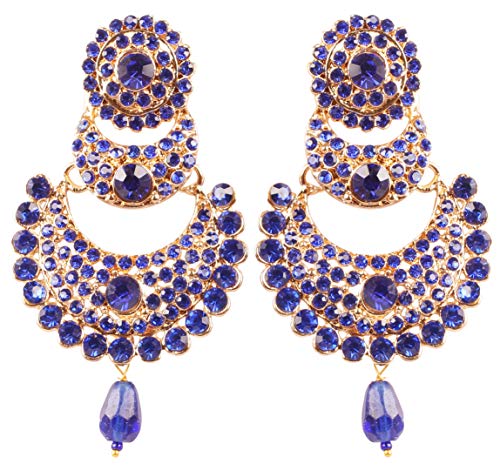 Touchstone Indian Bollywood Chand Bali Half Moon Crescent Faux Sapphire