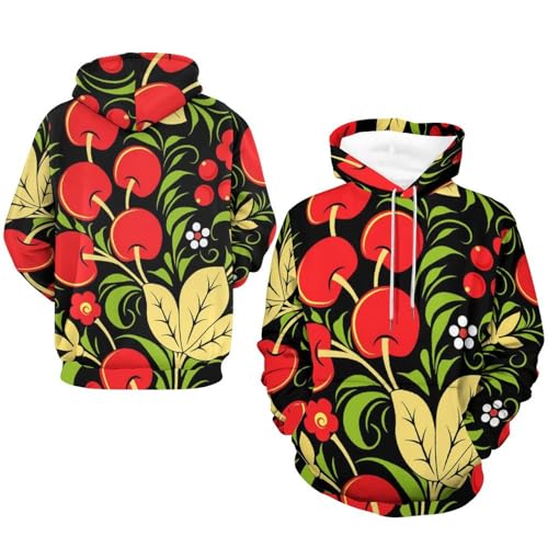 Sweat à capuche Fruits Rouges chaud et douillet, pull unisexe à manches longues