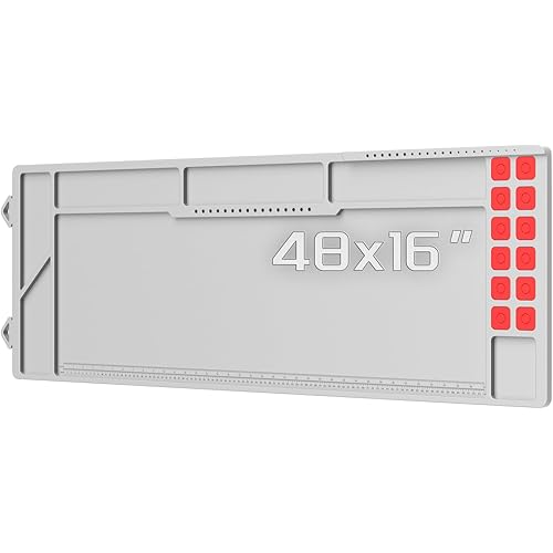 Large Gun Cleaning Mat for Rifle Shotgun Pistol, Magnetic Cleaning Pad for All Guns with Organizer Parts Tray and Built-in Ruler, Anti-Slip Thick Workbench Mat for Gun Maintenance