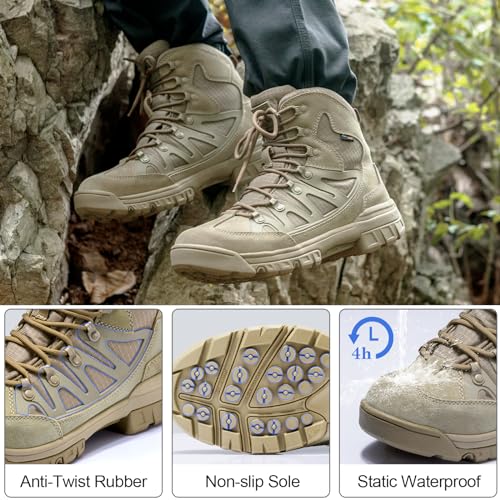 FREE SOLDIER Men's Tactical Waterproof Lightweight Hiking Boots Military Combat Boots Work Boots2