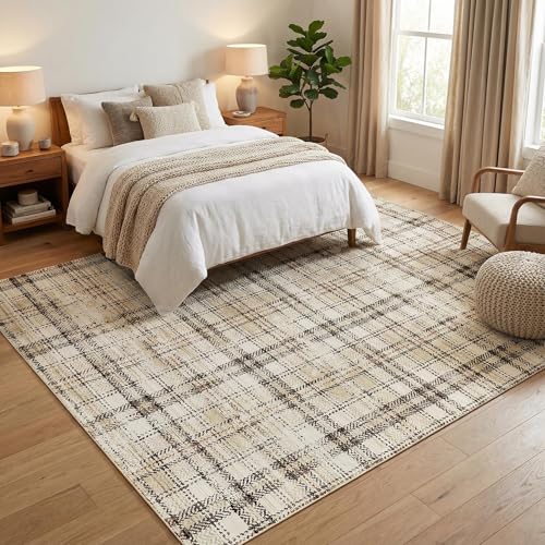Tapete decorativo lavable 8x10 beige rectangular miniatura 2