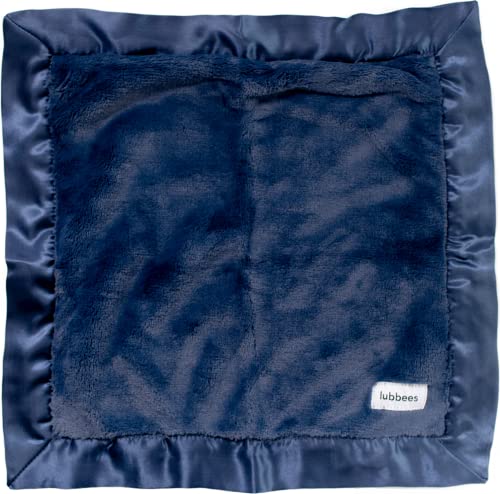Baby Teething Tubes Lubbees Blanky - Soft Baby Blanket, Newborn Essentials and Baby Must Haves, Two-Sided Baby Blankets for Boys and Girls - 14  x14”, Navy - Soft and Luxurious Fabric