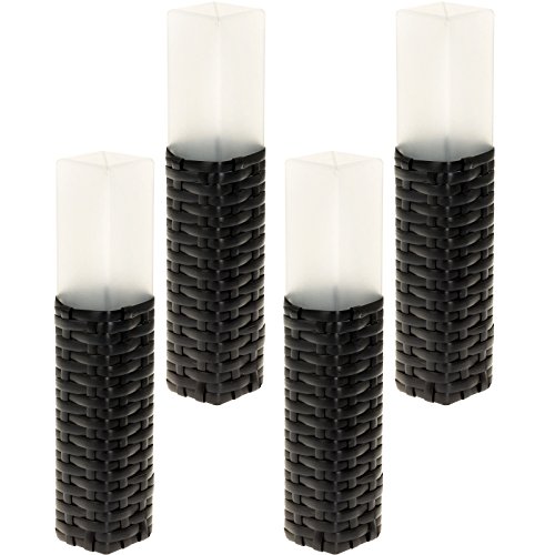 Sogrand Rattan Hand-Woven Solar Path Light Set (4 Pack)