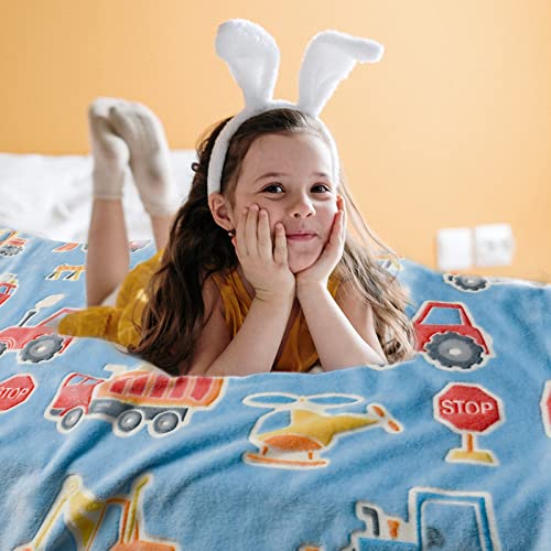 Glow In The Dark Blanket For Toddler Boys, Construction Vehicle Truck Throw Blanket For Boys Age 2 3 4 5 6 7 8 9 10 Year Old Birthday Soft Kids' Blankets & Throws For Bedroom Daycare School 50"X60" #TOP7