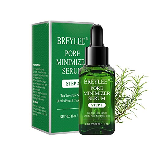 Pore Minimizer, BREYLEE Tea Tree Oil Pore Minimizer Serum Pore Refining Serum for Shrinking Pores, Tightening, Moisturizing and Smoothing Skin(17mL, 0.6 fl oz)