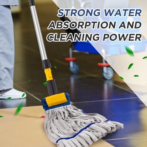 Image of Hushee 6 Pack Large Microfiber Tube Mop Heads 18 oz Heavy Duty Commercial Industrial Wet Mop Head Refill Reusable Machine Washable Looped End Mopheads for Hardwood, Tile, Laminate Floors (Grey)
