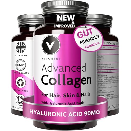Marine Collagen Supplement for Women - High Strength Collagen Tablets for Skin, Hair, Nails and Joints (90 Capsules)