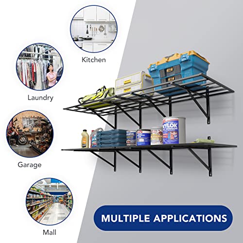 Fleximounts GR108-2*6 2X6Ft Heavy Duty Garage Storage Shelving,1600Lbs Weight Capacity, 2-Pack Wall Shelf Garage Organization System, 24-Inch-By-75-Inch Garage Storage Rack Floating Shelves thumb #5