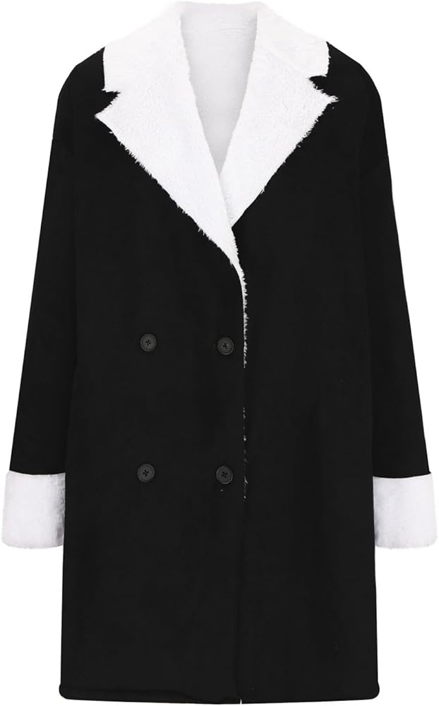 Amazon.com: LMSXCT Women Notched Collar Double Breasted Sherpa