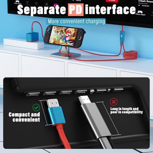 Image of Switch 2 Dock Portable TV Docking Station Compatible with Nintendo Switch / Switch2 / Steam Deck /ROG Ally X USB-C to HDMI Cable 4K@60HZ / HDMI 2.0 / USB3.0 5Gbps / PD3.0 100W TV Dock Station