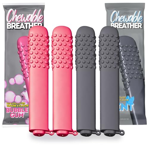 4 PCS Chewable Breather Sticks Habit Replacement Minty and Bubble Gum