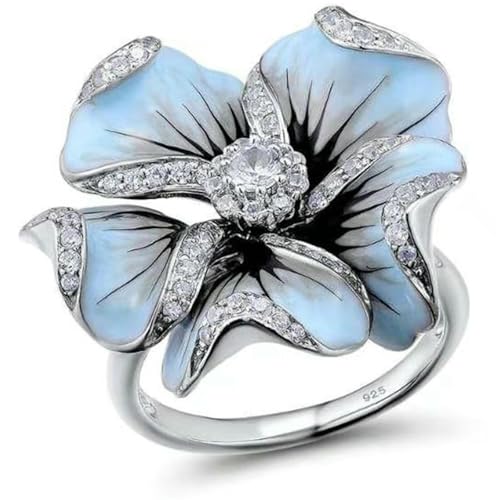 VCODWCSJO Joyería Creativa y exagerada Anillo de Rosa al por Mayor Material metálico Anillo de pétalos de rosa-CR6361-6