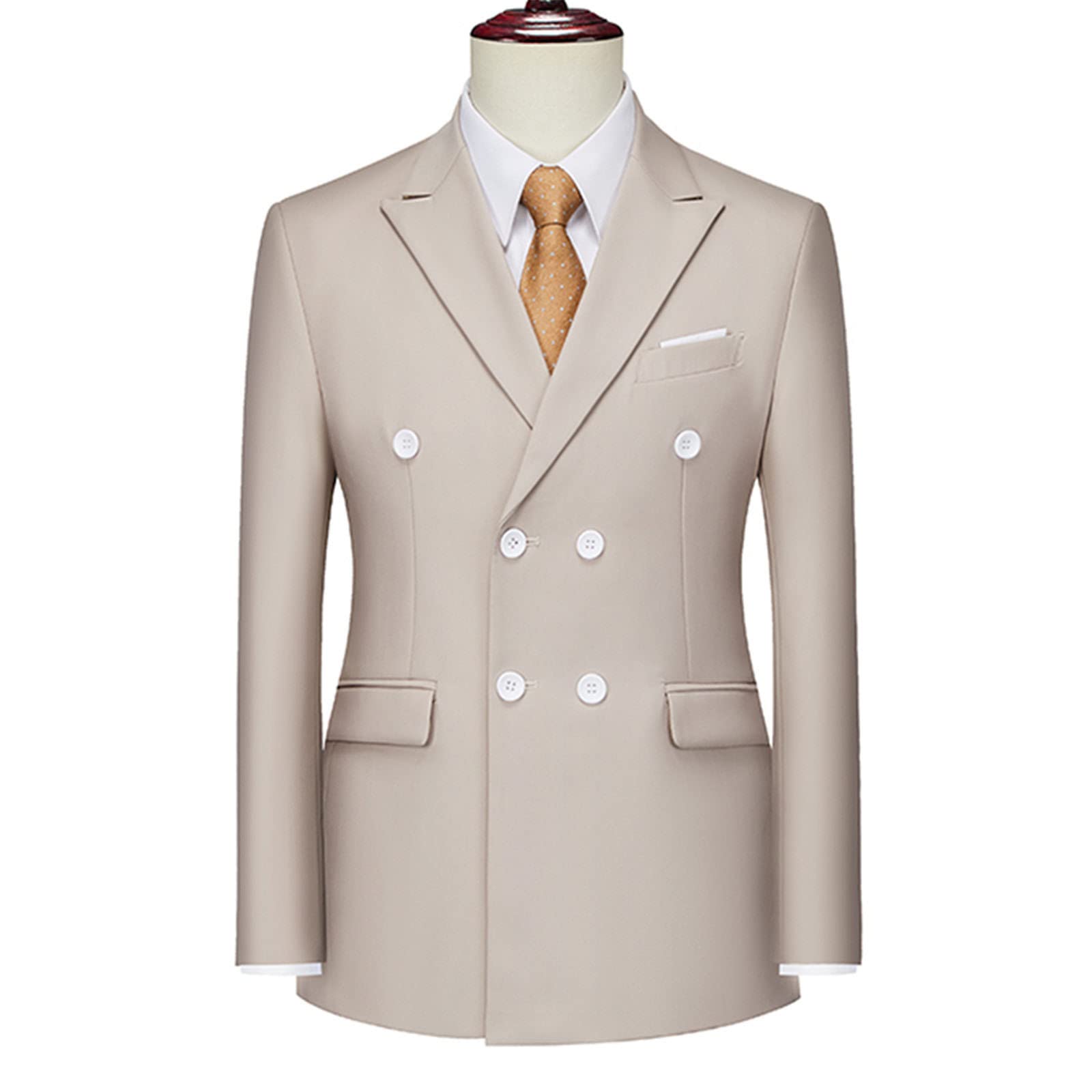 Blazer formel à double boutonnage pour homme - Coupe ajustée - Couleur unie