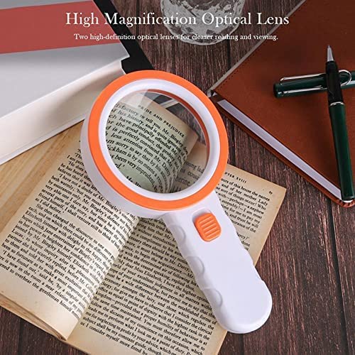 Lupas con luz, Lupa Grande de Mano 30X, Lupa iluminada para Lectura, degeneración Macular, Personas Mayores, Regalos para Personas Mayores,Silver