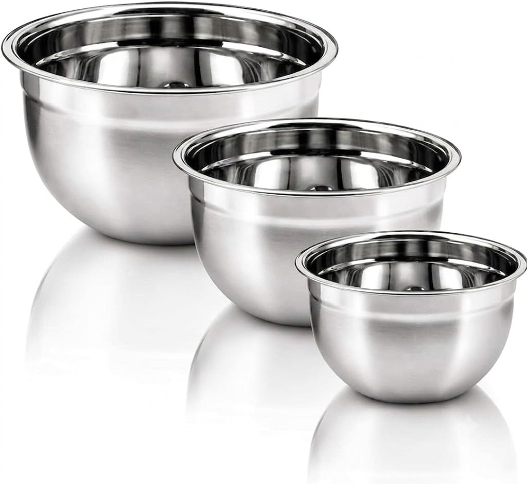 Conjunto 3 Bowls Tigelas de Aço Inox Multiuso 20, 22 e 24 cm | Aço Inoxidável • 3