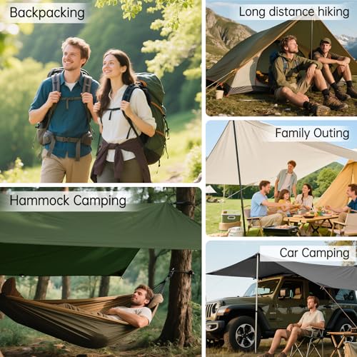 Image of Free Soldier Waterproof Portable Multifunctional Outdoor Camping Traveling Awning Backpacking Shelter Rain Tarp (Brown)