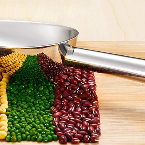 Pala de hielo de acero inoxidable, pala de alimentos, pala de frutas secas espesadas, pala de harina de arroz, pala de carga seca, plata 24,3 x 7,8 cm (10 x 3 pulgadas) (plata 30,9 x 12 cm (12 x 5 p