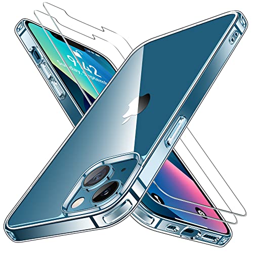 Niphabe Custodia Compatibile iPhone 13, Trasparente con Vetro Temperato