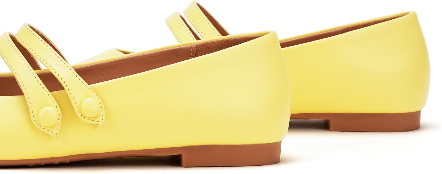 C.Paravano Genuine Leather Women's Flats | Mary Jane Flats | Square Toe Shoes | Dress Shoes with Straps - Image 4