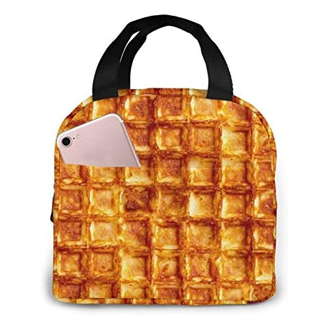 Losturban Waffle Pattern Insulated Lunch Bags for Women Cooler Tote Bag with Front Pocket Lunch Box Reusable Lunch Bag for Men Adults Work Hiking Picnic Cover