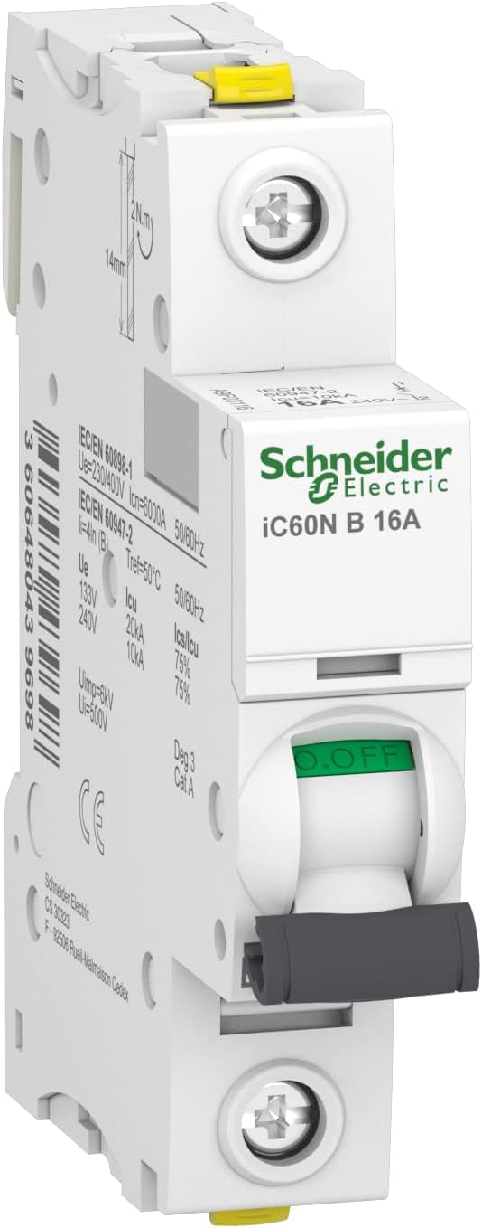 Schneider Electric iC60N 1P 2A Leitungsschutzschalter A9F03102 B Charakteristik