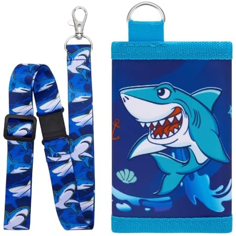 Shark Wallet for Kids with Lanyard Cover