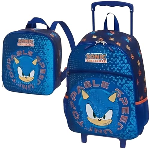 Kit Mochila de Rodinha + Lancheira Sonic Geomaze Pacific