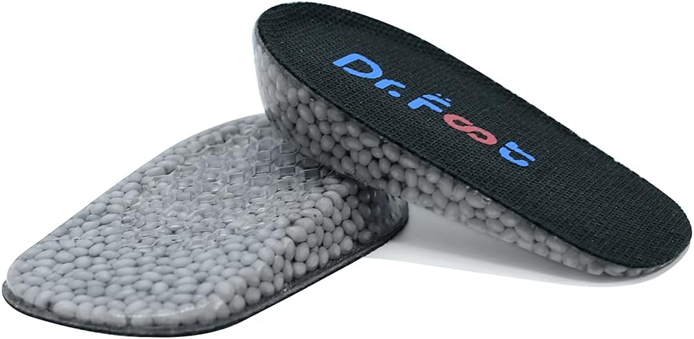 Dr. Foot's Height Increase Insoles, Heel Cushion Inserts, Heel Lift Inserts for Leg Length Discrepancies (Large (1" Height) | Black)
