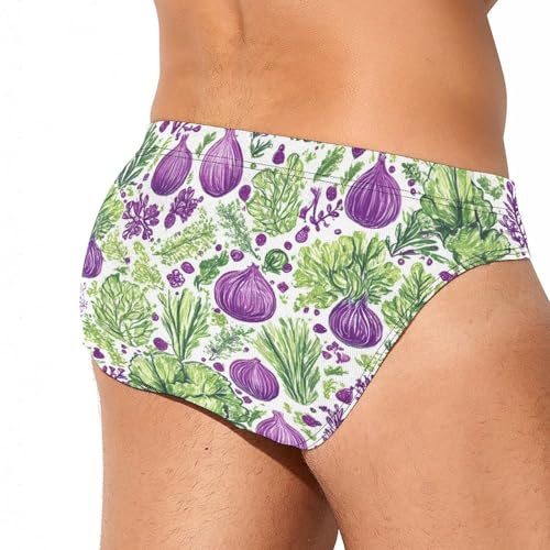 Onion Vegetables Mens Swim Briefs Bikini Sexy Low Rise Trunks Swimsuit Bathing Suit Beach3