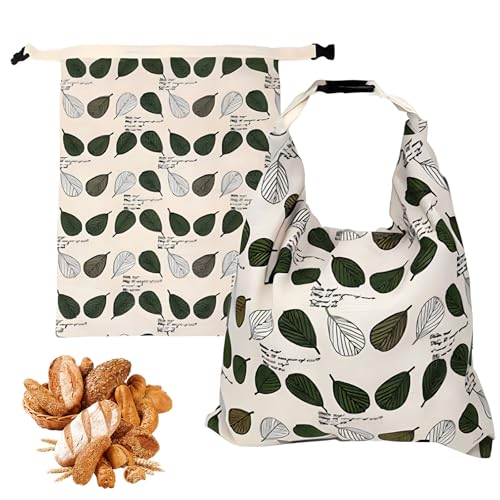 Vdaxvme Pack of 2 Recyclable Bread Sacks with Triplicate Layer Seal Decorative Needle Plan Launderable Cotton Substance Sustainable Option for Housewives Tight Sacks