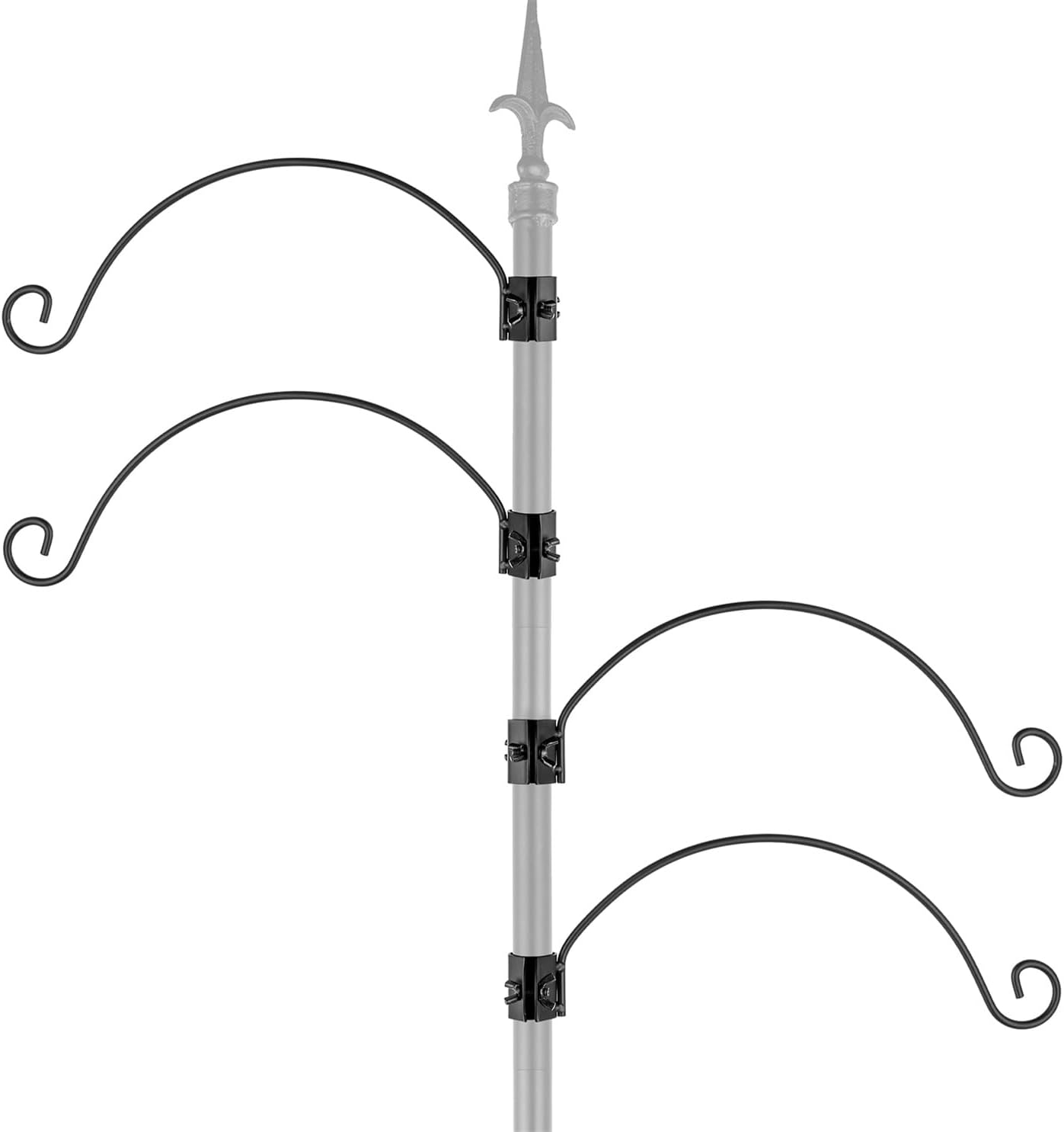 iBorn Bird Feeders Hangers for 1” Pole Stand Station Outdoor Hanging Hooks for Humming Bird Feeders for Outside Plant Hanger Hook Bracket Kit 12.2 Inch Long Metal Hooks for 1 Inch Pole, Pack of 4