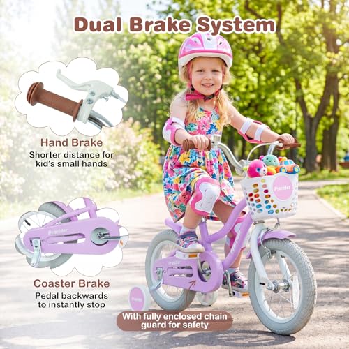 Image of BABY JOY Kids Bike, 12 14 16 18 20 Inch Boys Girls Bike w /Removable Basket | Kids Bicycle with Adjustable Seat & Handlebar, Handbrake & Coaster Brake, Training Wheels or Kickstand (Multi-Color Choices)