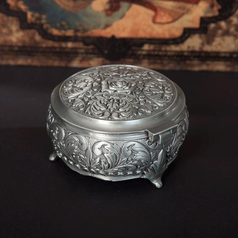 Boîte à bijoux vintage en zinc doré et ciselé style rétro - 4