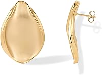 PAVOI 14K Gold Plated Chunky Hammered Geometric Stud Earrings for Women - Vintage Statement Drop Pair, Hypoallergenic