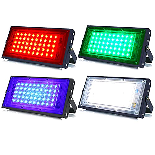 Image of MLD BL2450 20w Led Flood Lights IP66 Waterproof Indoor Outdoor Led Brick Focus Street Light Multi Color Combo Set | Red, Green, Blue, White| Pack of 4