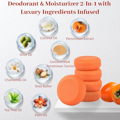 Image of 14PCS Travel Size Persimmon Soap Bar for Old People Smell, Handmade Soap | Individually Wrapped Natural Deodorant Hotel Soap for Body Odor, Long Freshness for Travelling
