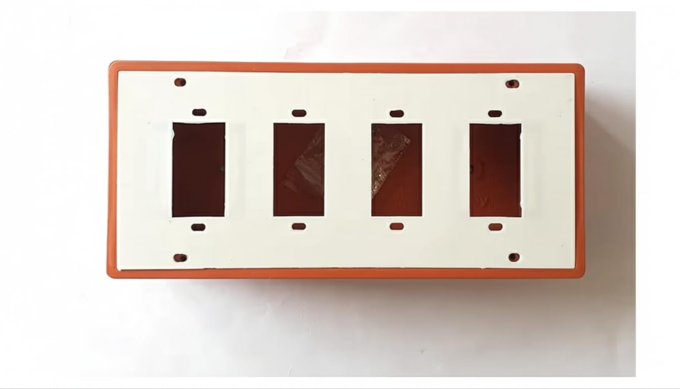 4-Gang Electrical Switch Socket Mounting Board, White and Orange Plastic Wall Mount Panel, 7 x 4 Inches-image-26
