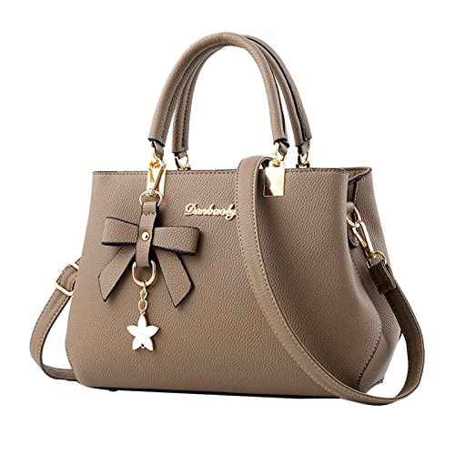 Sac fourre-tout tendance en cuir kaki avec poches et bandoulière